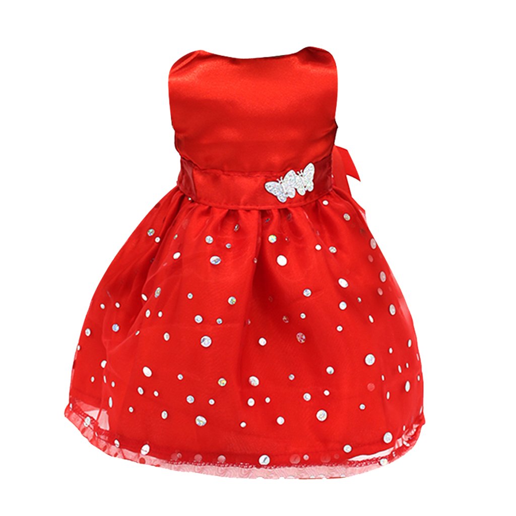 PANYTOW Fashion Sleeveless Party Prom Gown Dress Clothing for 18 Inch AG American Girl Our Generation Dolls Red