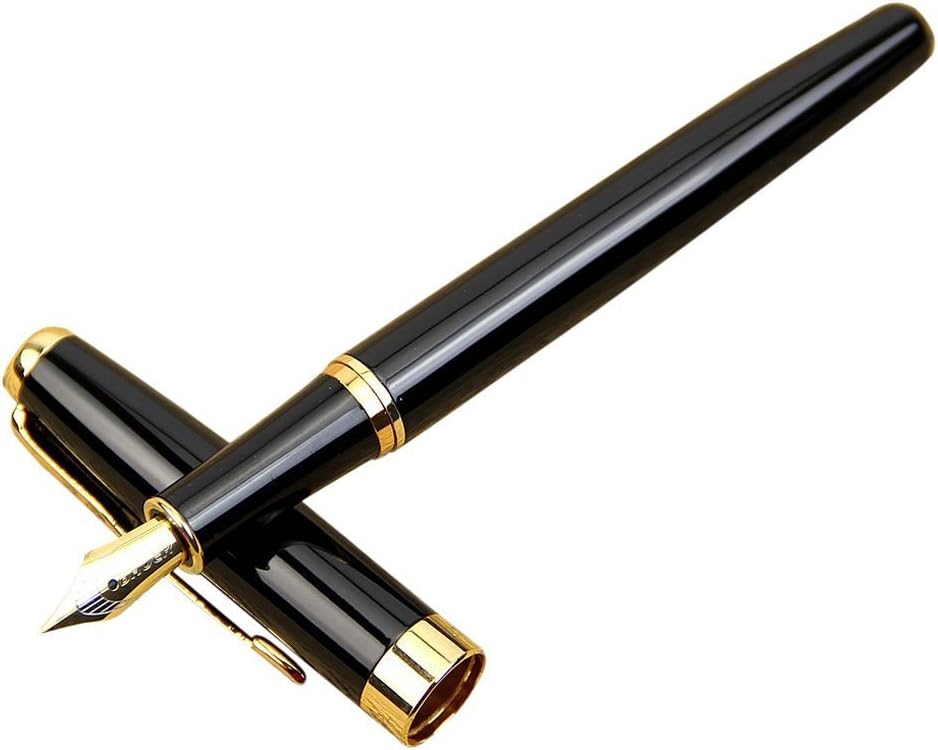 PANYTOW Classic BAOER 388 Stainless Steel Fountain Pen Golden Trim M Nib 